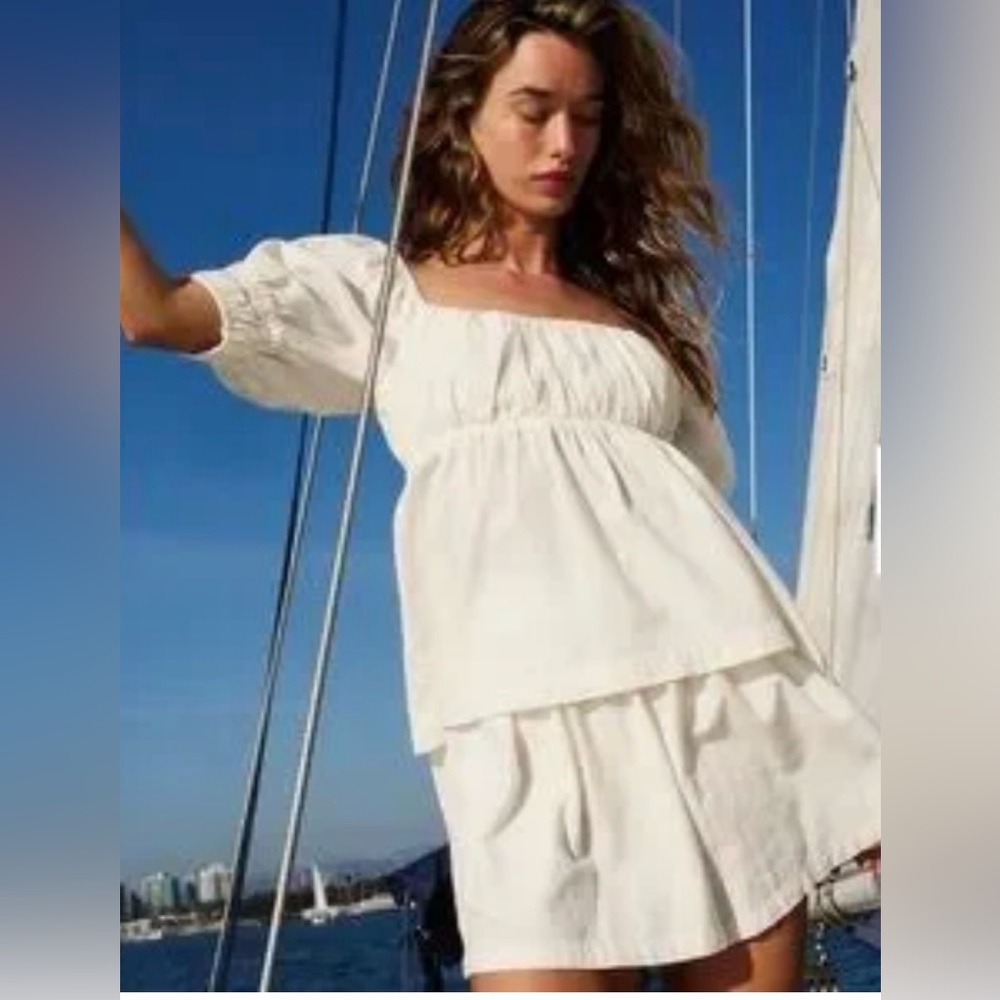 Free people White Square Neck Peasant short set